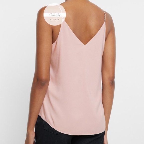 EXPRESS V-Neck Downtown Cami Textured Satin Pink Size XS - Picture 2 of 10